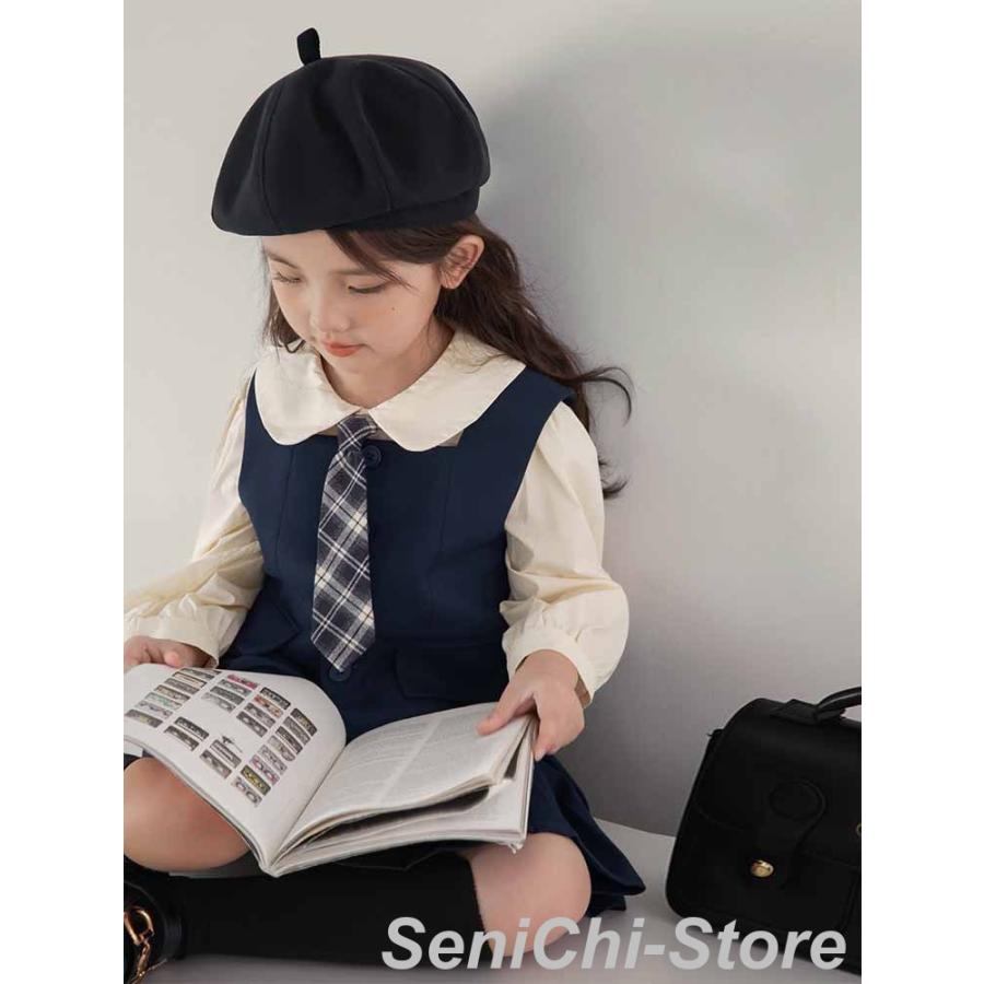 ワンピース キッズ レディース チェック柄 シャツ セットアップ 秋服 