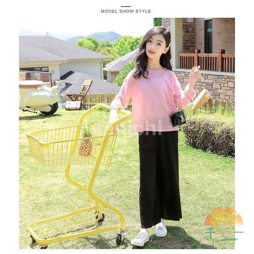 韓国子供服 女の子 セットアップ キッズ ジャージ ジュニア 女子 上下 3点セット ルームウェア 子供服 パンツ セット Ｔシャツ ワイドパンツ カジュアル 通学 | ブランド登録なし | 01