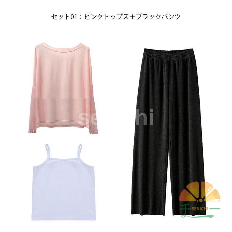 韓国子供服 女の子 セットアップ キッズ ジャージ ジュニア 女子 上下 3点セット ルームウェア 子供服 パンツ セット Ｔシャツ ワイドパンツ カジュアル 通学 | ブランド登録なし | 05