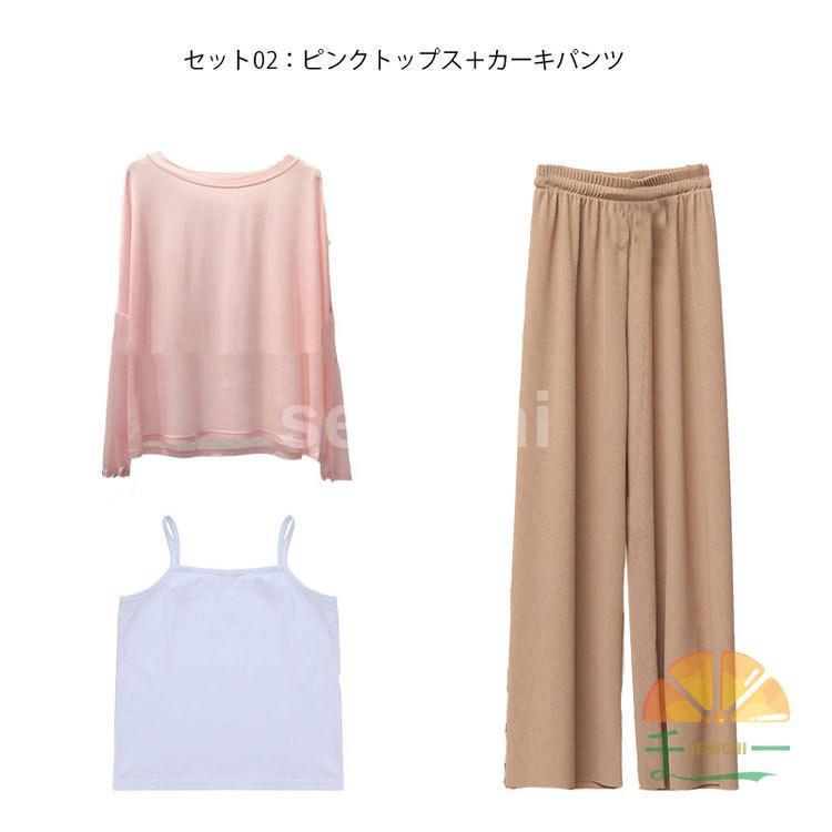 韓国子供服 女の子 セットアップ キッズ ジャージ ジュニア 女子 上下 3点セット ルームウェア 子供服 パンツ セット Ｔシャツ ワイドパンツ カジュアル 通学 | ブランド登録なし | 06