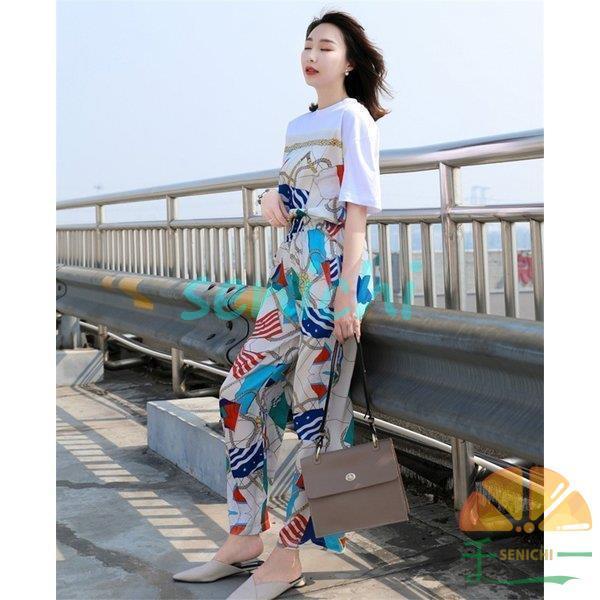 セットアップ レディース 夏 カジュアル 40代 30代 韓国風 上下セット