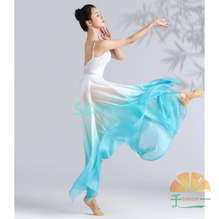 古典舞踊ダンス衣装 バレエ レオタード ロング広がるスカート2点セット