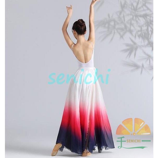 古典舞踊ダンス衣装　バレエ レオタード　ロング広がるスカート2点セット　モダンドレス　民族ダンス衣装　透ける飄逸　新体操服　社交ダンス　 | ブランド登録なし | 16