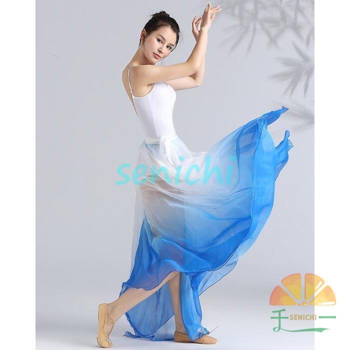 古典舞踊ダンス衣装　バレエ レオタード　ロング広がるスカート2点セット　モダンドレス　民族ダンス衣装　透ける飄逸　新体操服　社交ダンス　 | ブランド登録なし | 05