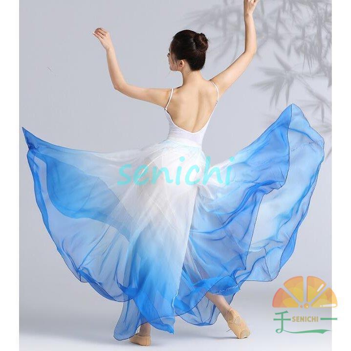 古典舞踊ダンス衣装　バレエ レオタード　ロング広がるスカート2点セット　モダンドレス　民族ダンス衣装　透ける飄逸　新体操服　社交ダンス　 | ブランド登録なし | 06