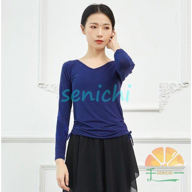 ダンス衣装レディース練習レッスンウエア　ストレッチＴシャツ　ブラウス　長袖　七分袖トップス　古典舞踊　ヨガ　バレエウエア　社交ダンス　 | ブランド登録なし | 12