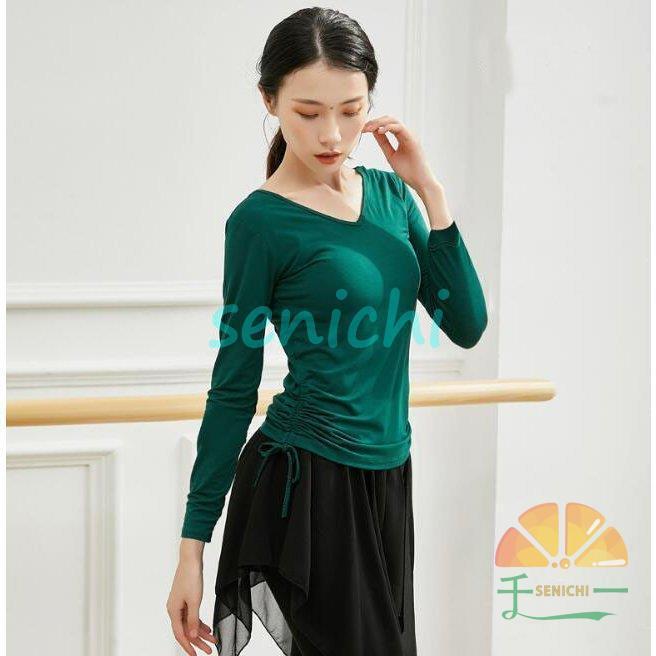 ダンス衣装レディース練習レッスンウエア　ストレッチＴシャツ　ブラウス　長袖　七分袖トップス　古典舞踊　ヨガ　バレエウエア　社交ダンス　 | ブランド登録なし | 13