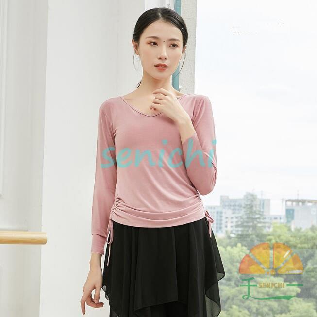 ダンス衣装レディース練習レッスンウエア　ストレッチＴシャツ　ブラウス　長袖　七分袖トップス　古典舞踊　ヨガ　バレエウエア　社交ダンス　 | ブランド登録なし | 14