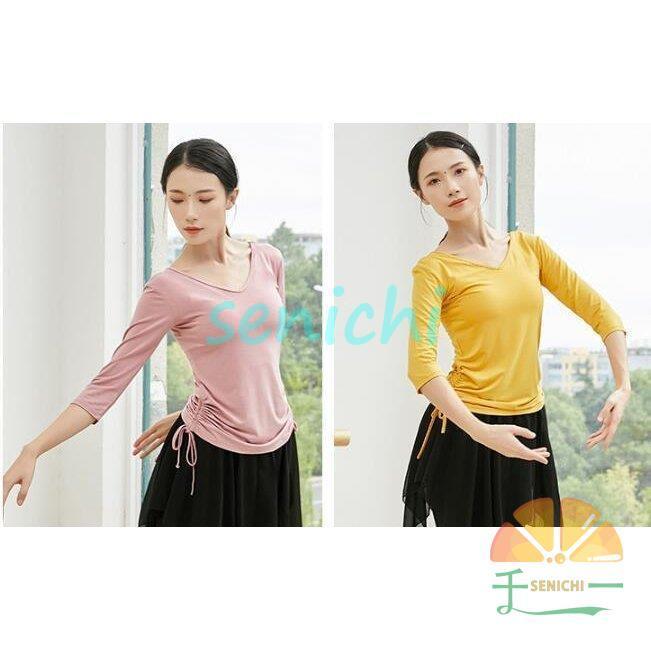 ダンス衣装レディース練習レッスンウエア　ストレッチＴシャツ　ブラウス　長袖　七分袖トップス　古典舞踊　ヨガ　バレエウエア　社交ダンス　 | ブランド登録なし | 03