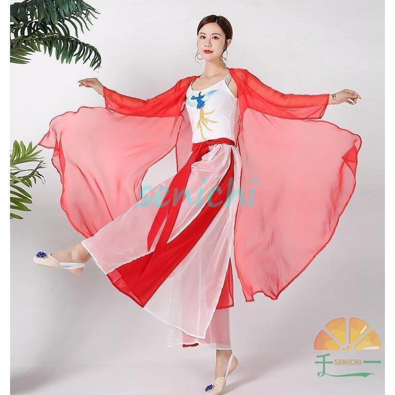 ダンスウエア 民族ダンス衣装 ブラウス 羽織　中国古典舞踊長袖 ガウチョパンツ　中華風バレエ衣装 モダンドレス ヨガ 中華ダンス練習着 | ブランド登録なし | 01