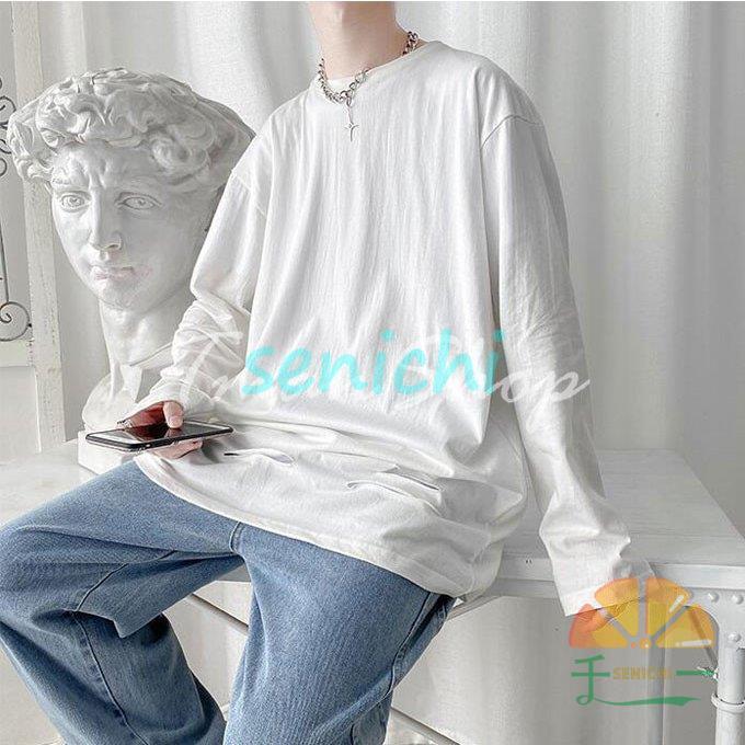 tシャツ メンズ 長袖 トップス 裾ダメージ ロングtシャツ カジュアル