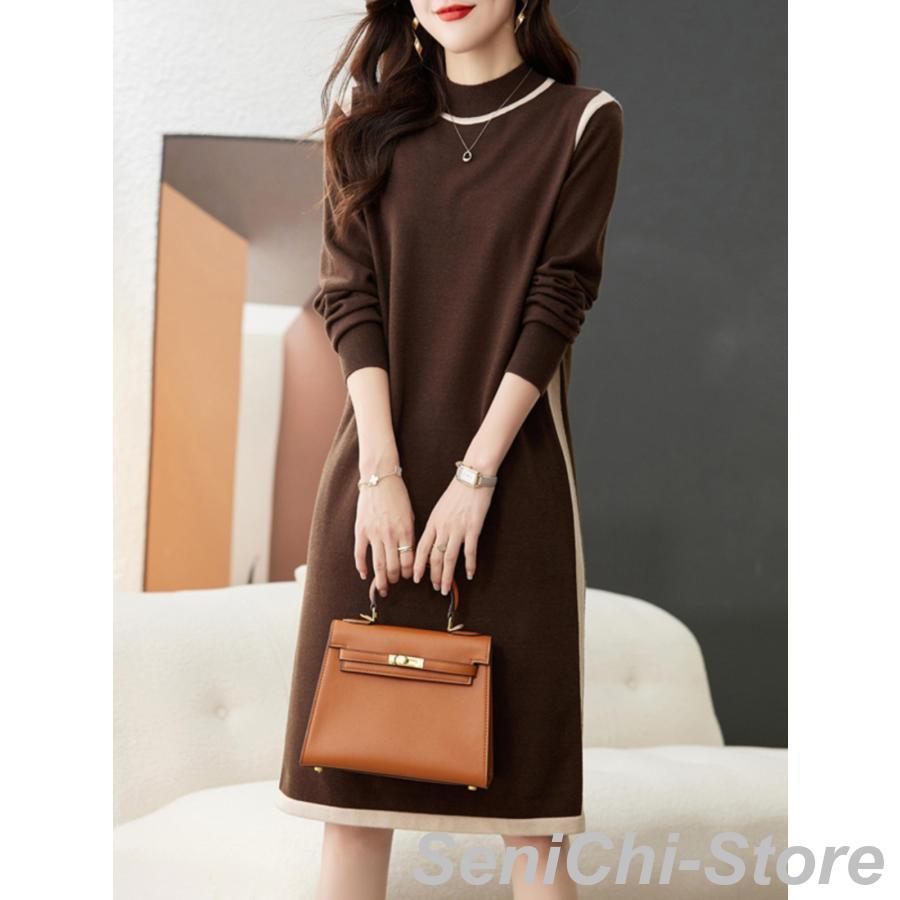 ニットワンピース ロング丈 秋 冬 レディース ワンピース 長袖 秋冬