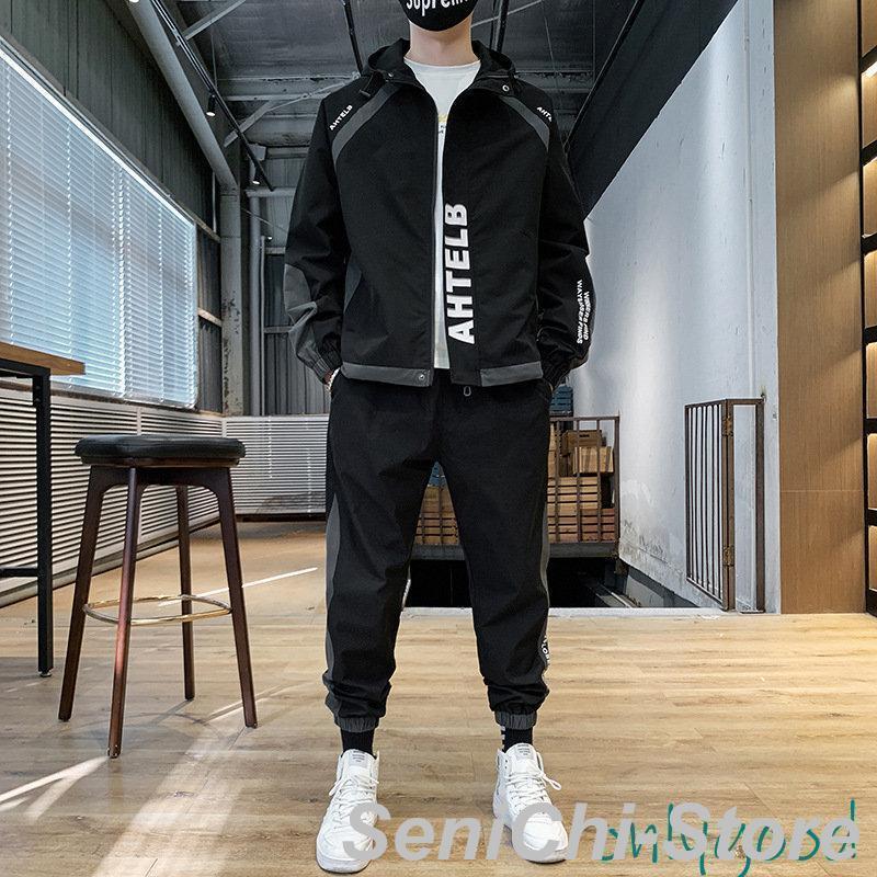 セットアップ メンズ 秋服 春物 ジップアップ パーカー ジャージ 文字