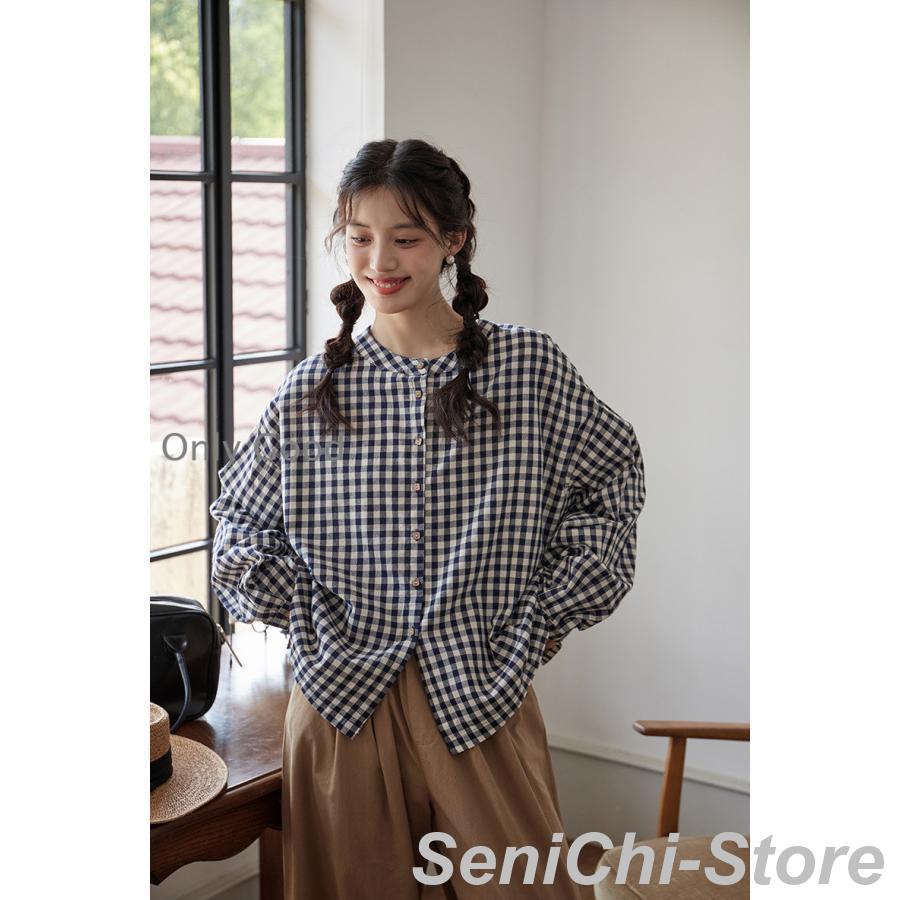 SHE Tokyo ギンガム　ブラウス　Sonia gingham 楽天市場】Gauze# ガーゼ ギンガムスウィッチングギャザー