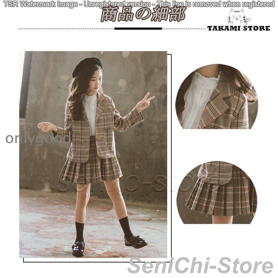 卒業式 小学校 女子 スーツ 入学式 女の子 スーツ チェック柄 子供服 セットアップ スカートセット  2点セット 小学生卒業式スーツの画像