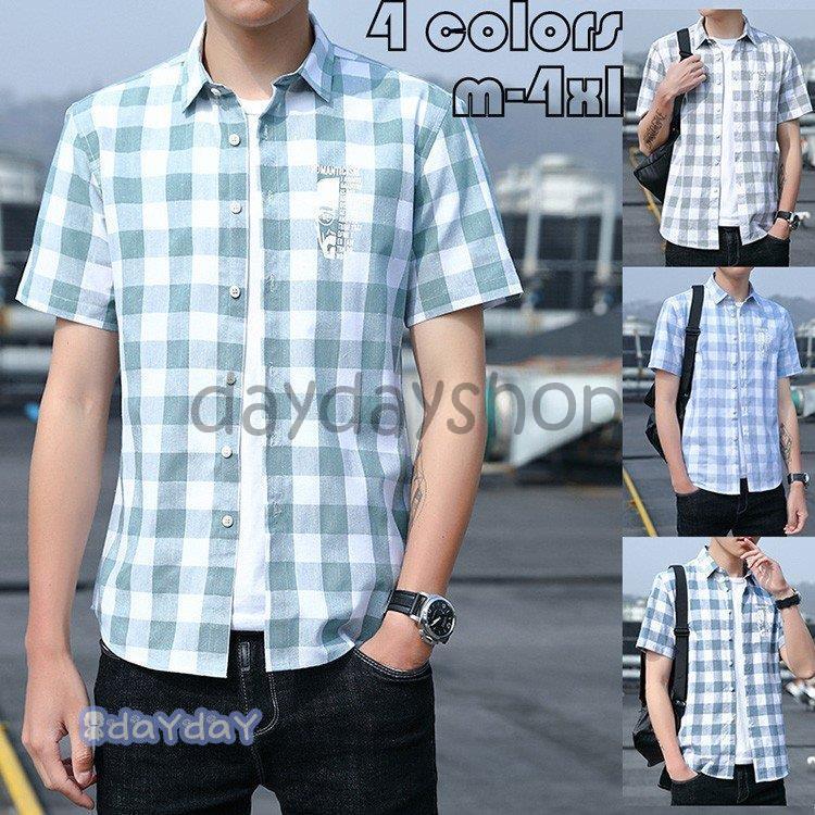 チェック柄 シャツ メンズ おしゃれ カジュアルシャツ ワイシャツ 綿 春夏 半袖 しま シャツ 大きいサイズ カジュアルシャツ 新作 4色 Ll03 Mtnz448 千一 通販 Yahoo ショッピング