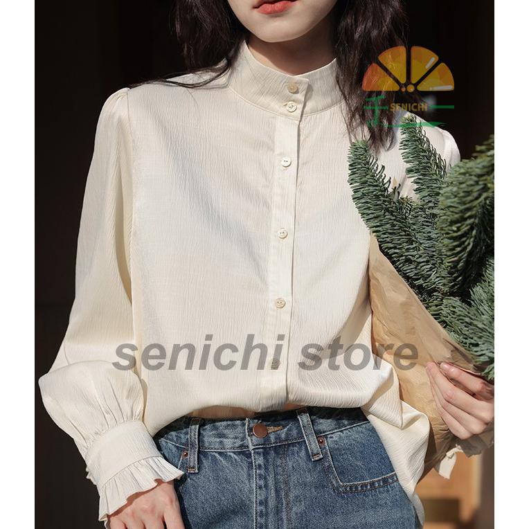 大きい割引 おしゃれ シャツ レディース お洒落 トップス フォーマル 無地 ホワイトシャツ ブラウス プルオーバー 白シャツ きれいめ ファッション フリル トップス