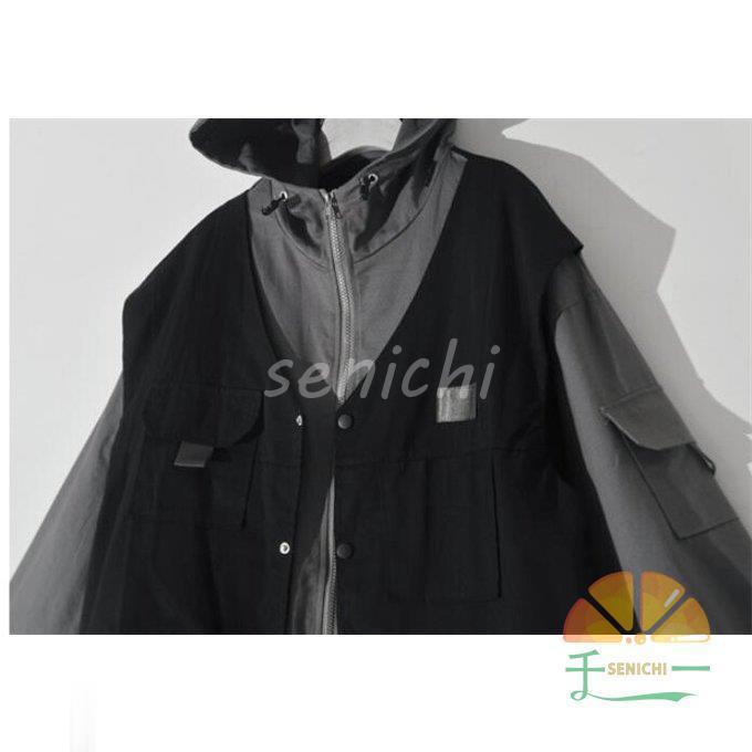 マウンテンパーカー レディース 切替 ジャンパー 重ね着風 フード 秋物