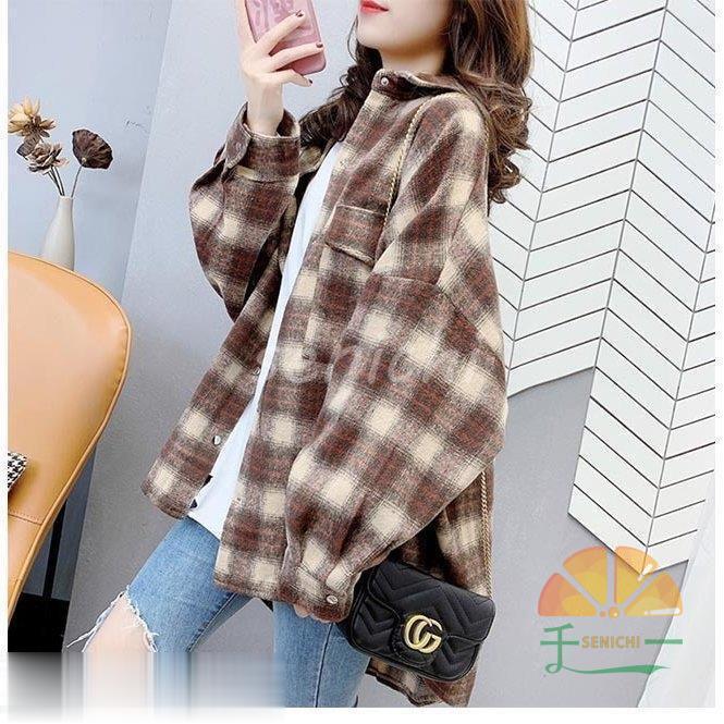 シャツジャケット アウター チェスターコート トレンチコート 秋 レディース ジャケット 体型カバー チェック柄 シャツ 厚手 オーバーサイズ ジャンパー 春 秋 Mmc0907 Liu127 千一 通販 Yahoo ショッピング