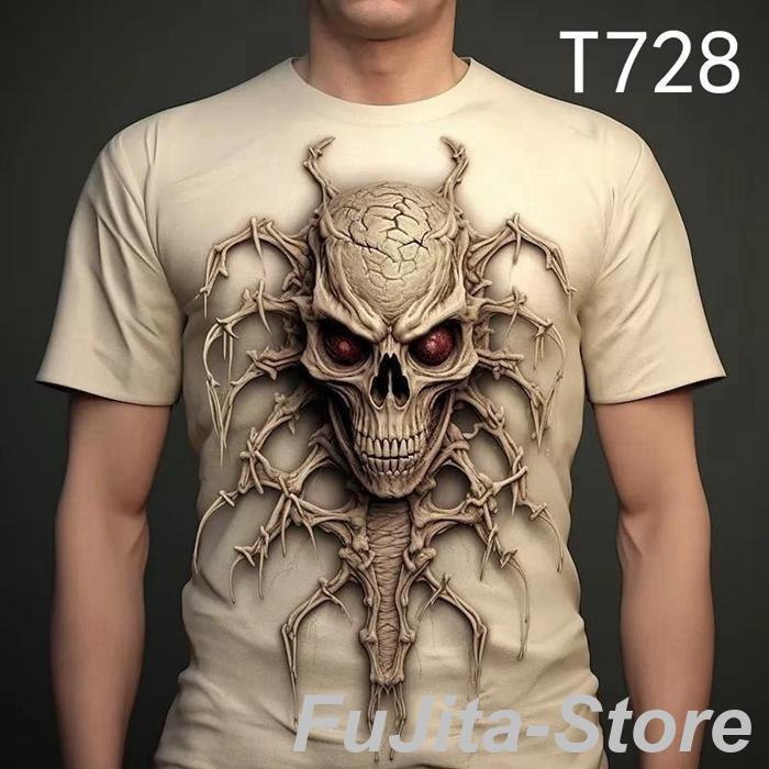 おもしろTシャツ スカル 3D Tシャツ 髑髏 ドクロ 半袖 メンズ 