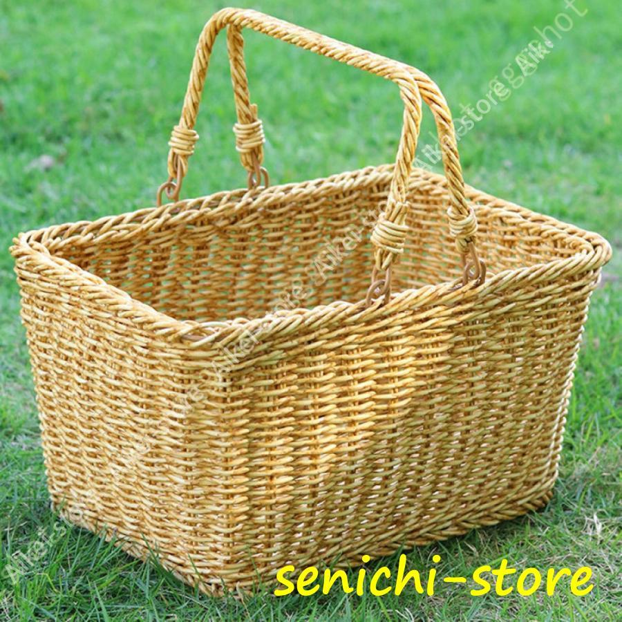 持ち手 ピクニックバスケット かごバッグ ストレージ 買い物かご 市場