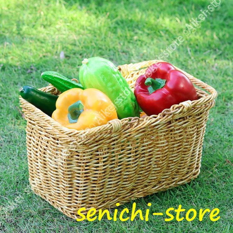 持ち手 ピクニックバスケット かごバッグ ストレージ 買い物かご 市場