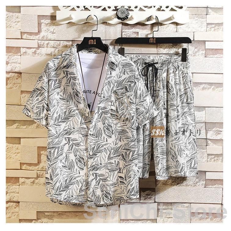 アロハシャツ 上下セット 夏服 メンズ 花柄シャツ 総柄シャツ 夏  