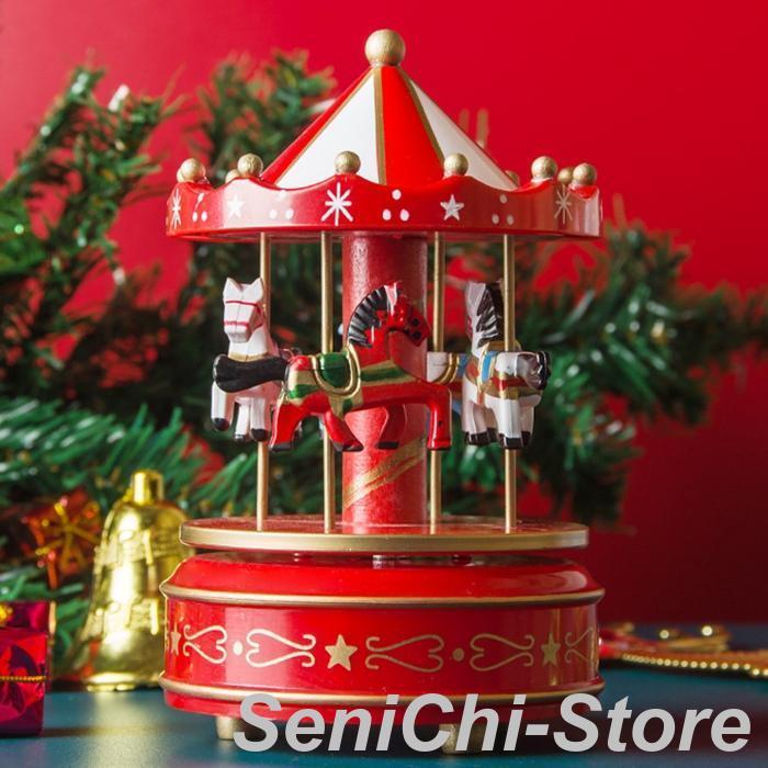 回転式オルゴール音楽ボックス クリスマス オルゴール メリーゴー