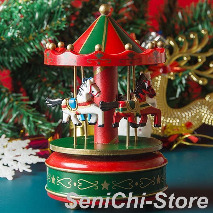 回転式オルゴール音楽ボックス クリスマス オルゴール メリーゴー
