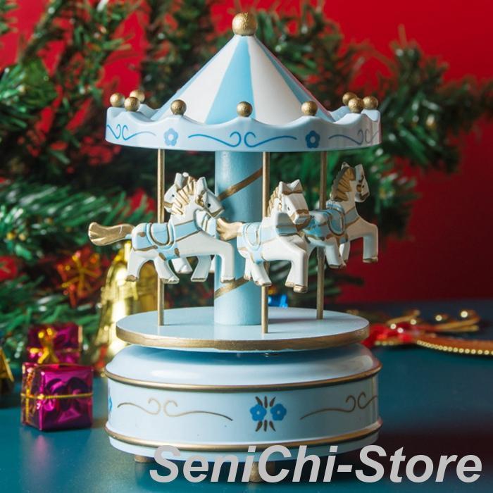 回転式オルゴール音楽ボックス クリスマス オルゴール メリーゴー