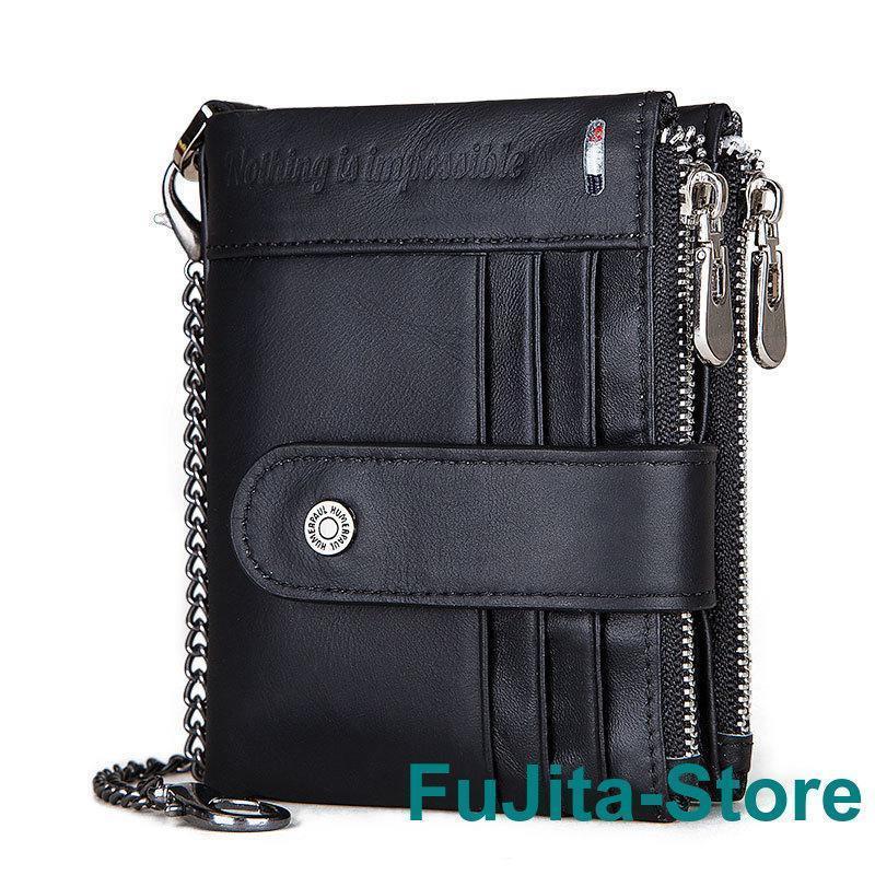 財布 二つ折り財布 メンズ ウォレット 磁気防止 本革 レザー 大容量RFID識別 ロブスタークラスプ チェーン付き 盗難防止 父の日　ギフトプレゼント 財布 二つ折り財布 メンズ ウォレット 磁気防止 本革 レザー 大容量