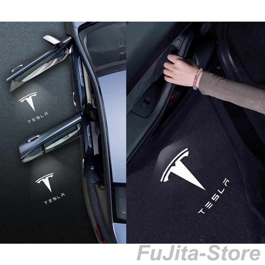 テスラ　正規品　イルミネーションドア Tesla テスラ専用 ドア ロゴ カーテシランプ 左右2個 純正交換 ガラス