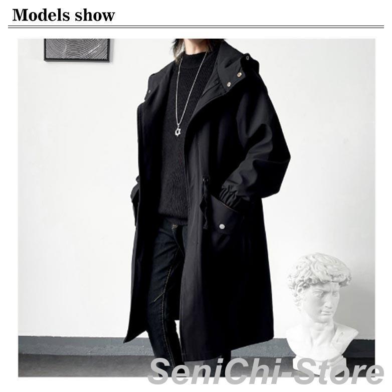モッズコート メンズ フード付き ロングコート アウター フルジップ