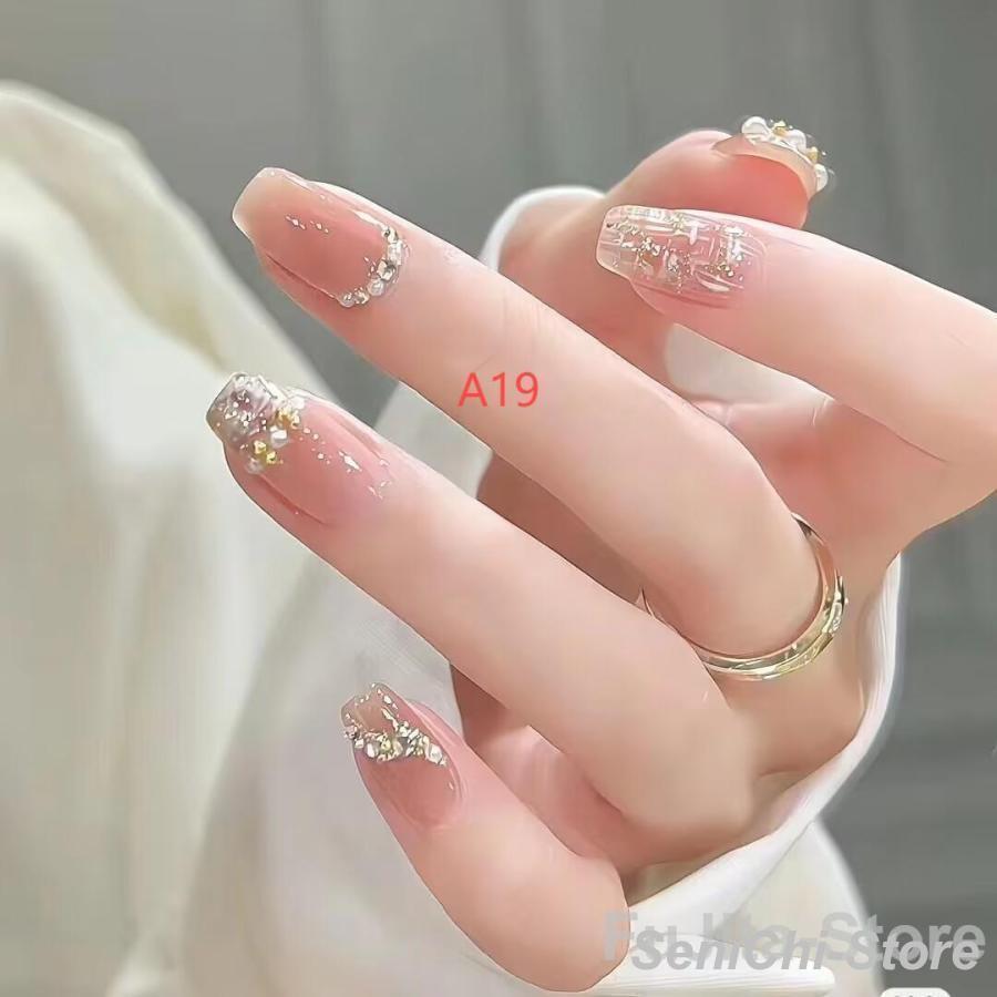 ネイルチップショートシールハートかわいい24枚グミシール付きつけ爪