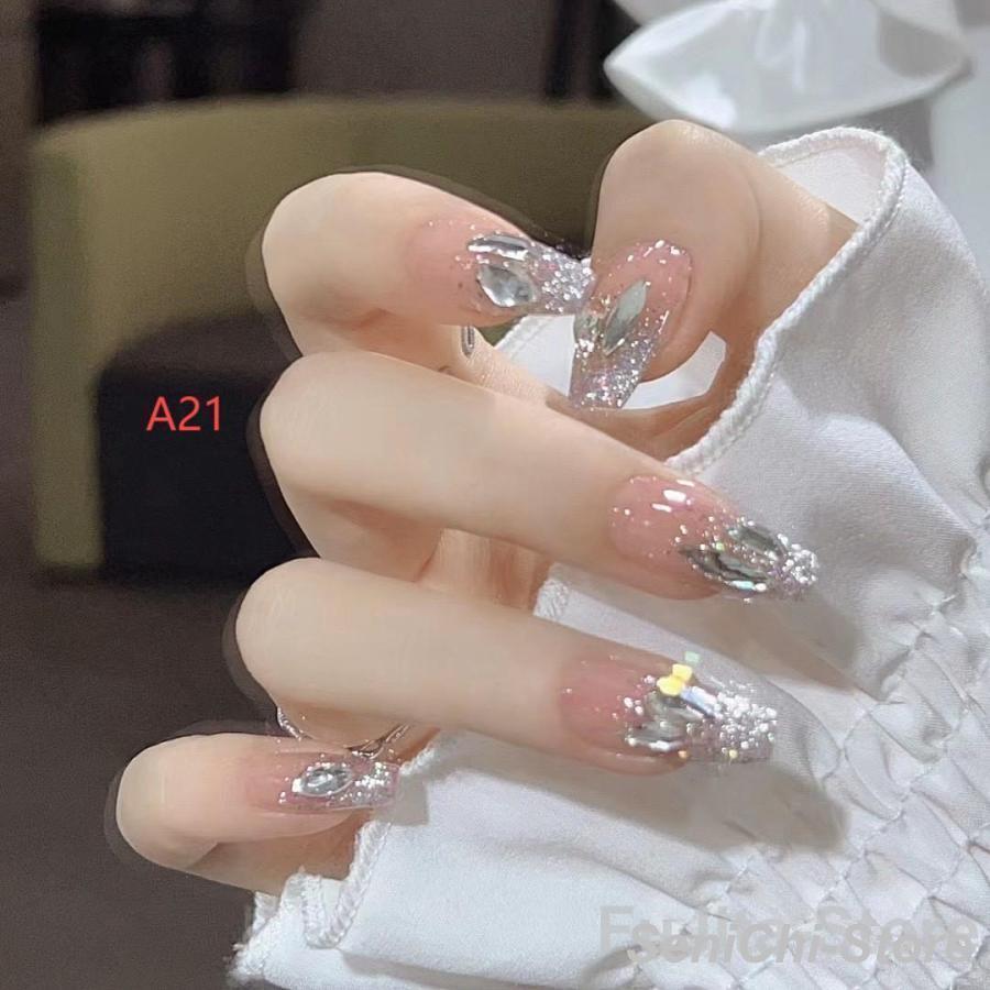 ネイルチップショートシールハートかわいい24枚グミシール付きつけ爪