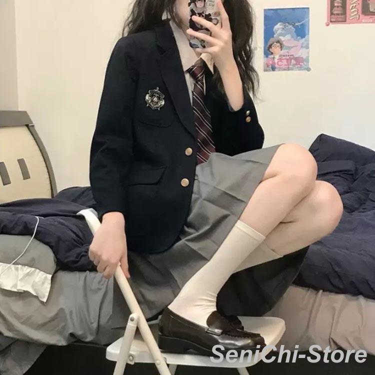 4点セット 女子高校生 スーツ 女の子 制服 jk服 スカート 女子高生  制服 衣装 スカートスーツ 長袖シャツ 上下セッの画像