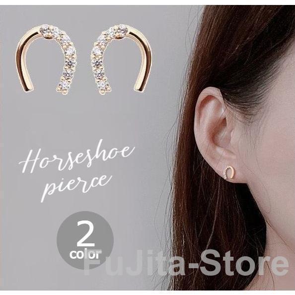 スタッドピアス アクセサリー レディース 女性用 ホースシュー 馬てい 