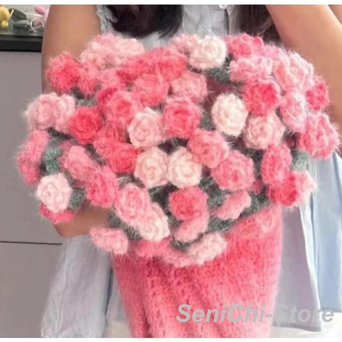 花束ブランケット かぎ針編みキット 未完成品 100cm 初心者向け バラ