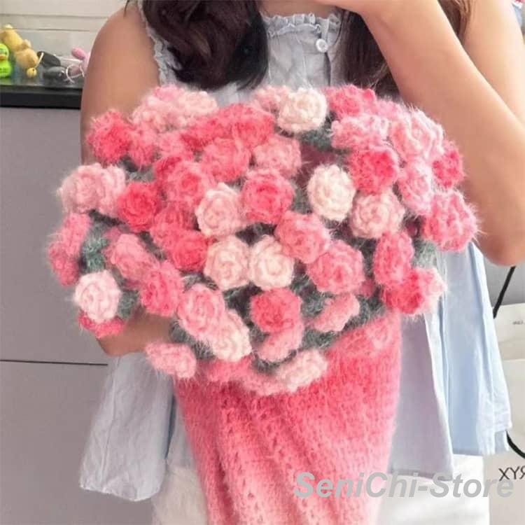 花束ブランケット かぎ針編みキット 未完成品 100cm 初心者向け バラ