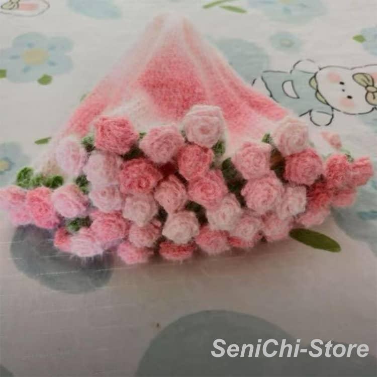 花束ブランケット かぎ針編みキット 手作り DIY セット 約82cm バラの