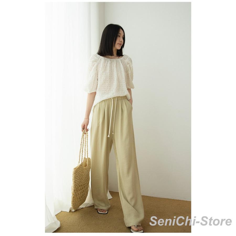 リネンパンツ レディース ワイドパンツ 綿麻 リネン 夏 新作 ウエスト