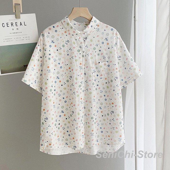 半袖ブラウス レディース シャツ 花柄 チェリー柄 シャツブラウス 半袖