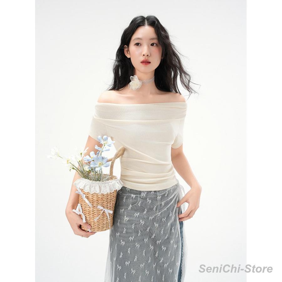 オフショルダー トップス レディース ワンショルダー 半袖 Tシャツ