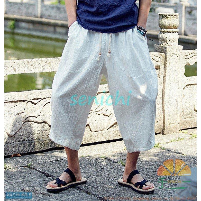 サルエルパンツ メンズ 綿麻パンツ リネンパンツ ゆったり ワイド