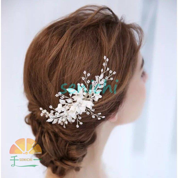 コーム ヘアアクセサリー レディース 女性 ヘッドドレス ヘッドアクセサリー 髪飾り ヘアアレンジ 花 フラワー かわいい おしゃれ エレガント 結婚｜senichi｜04