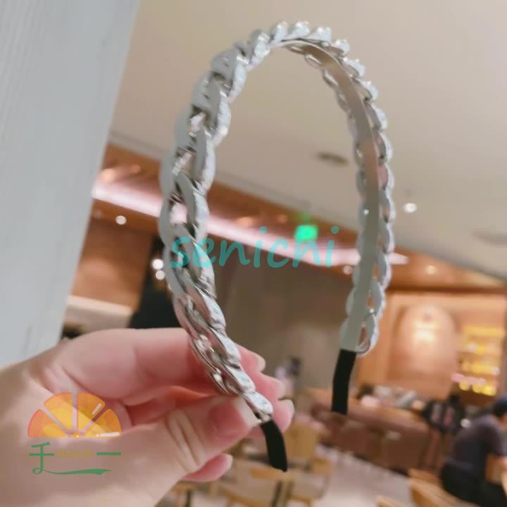 超　希少❣️CHANEL ♡ ツイード×チェーン　ヘッドアクセ　カチューシャ CHANEL】シャネル CC ツイード カチューシャ (CHANEL/ヘア