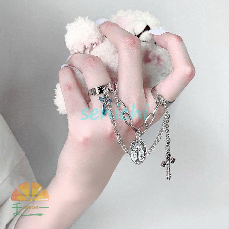 連結チェーンリング レディース 指輪 2連 ダブル オープン リング