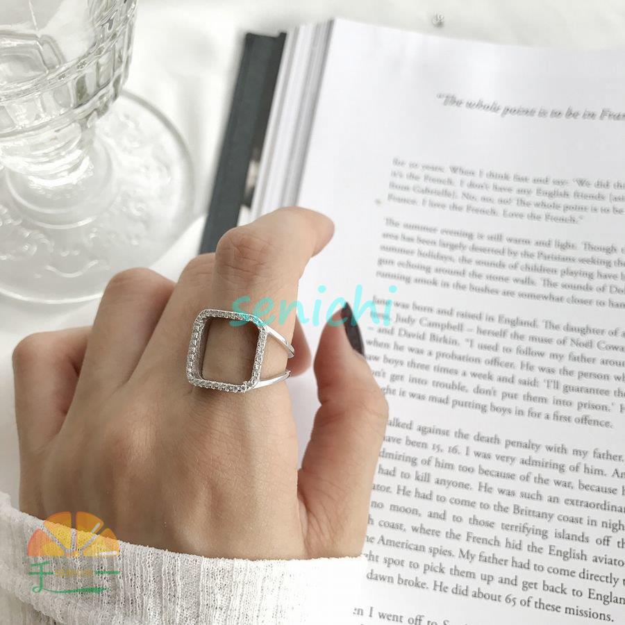 指輪 オープンリング レディース リング スクエア 四角 ビジュー