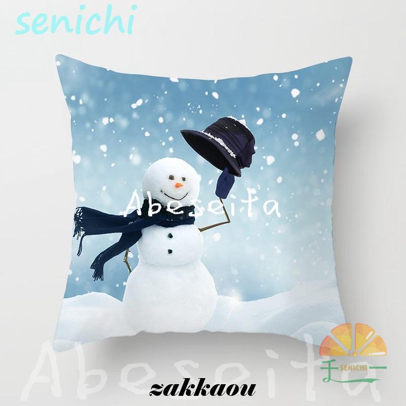 クリスマスクッションカバー雪だるまスノーマンインテリア小物可愛い