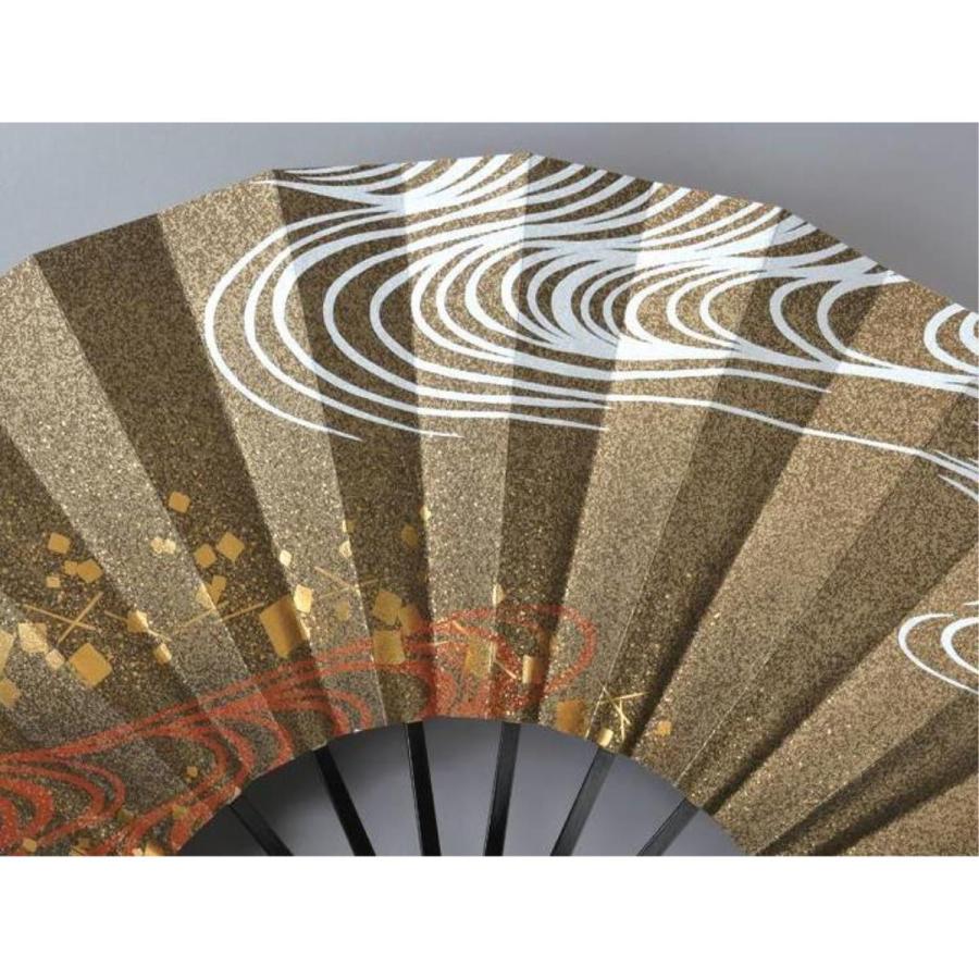 舞扇子 日本舞踊 踊り用 茶、流水、小石 黒塗骨 京扇子 箱なし